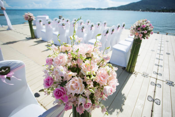 istock Floral arrangement at a wedding ceremony 689835068