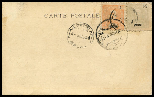 istock vintage blank postcard sent from Macau in early 20th century 689853160