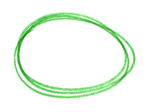 Green brush stroke circle frame isolated on white background