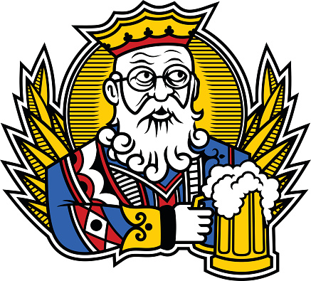 Card stylizing King with mug of beer.