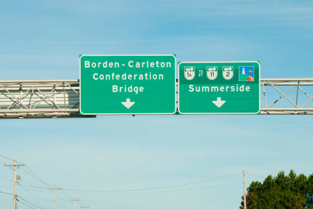 istock Confederation Bridge Road Sign - PEI - Canada 689870776