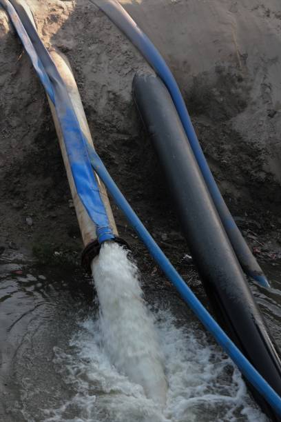 istock Waterer Pumping Through Pipes in River Bed 689871336