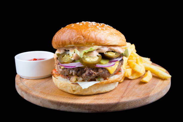 istock Burger with french fries 689878608