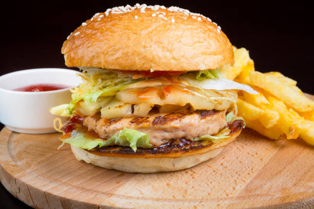 istock Burger with french fries 689878624