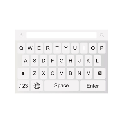 White keyboard for smartphone. Flat vector illustration EPS 10