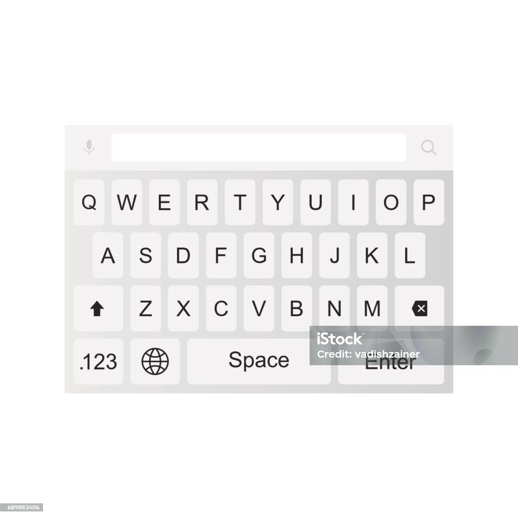 White keyboard for smartphone. Flat vector illustration EPS 10 Space Key stock vector