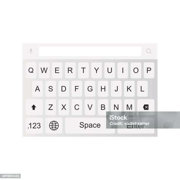 White Keyboard For Smartphone Flat Vector Illustration Eps 10 Stock Illustration - Download Image Now