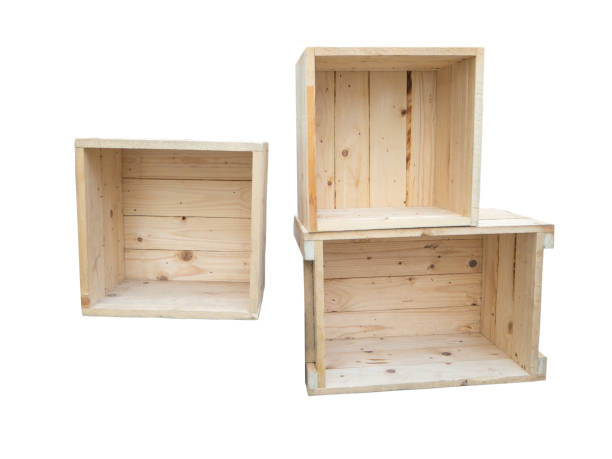 istock Old Wooden box isolated on white background 689886756