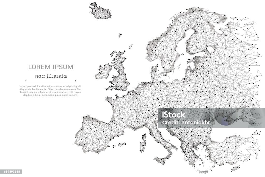 Gris de baja poli mapa Europa - arte vectorial de Mapa libre de derechos