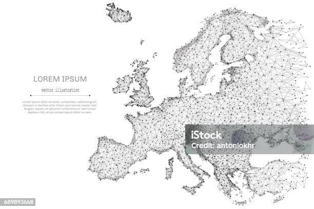 Ilustración de Gris De Baja Poli Mapa Europa y más Vectores Libres de Derechos de Mapa - Mapa, Europa - Continente, Globo terráqueo