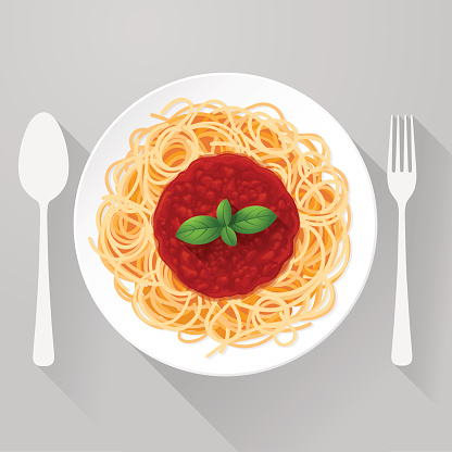 Spaghetti Pasta with tomato sauce and basil