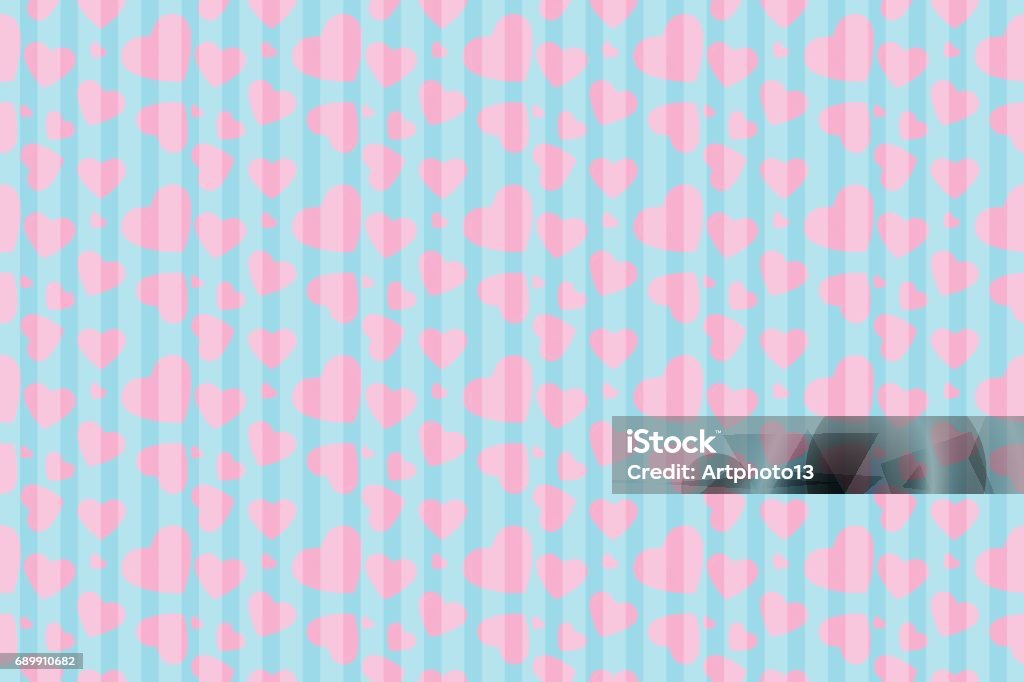 Pink Heart Pattern Line Pink Heart With Line Blue Sweet Pattern Background Vector Stock ...