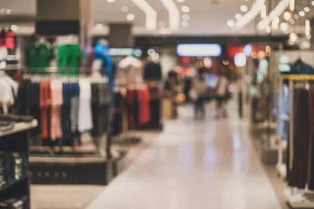 abstract blurred background of Department store in Shopping Mall, Vintage tone