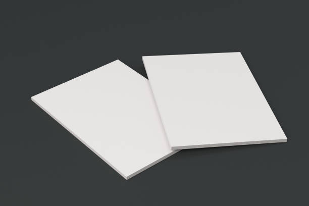 istock Two blank white closed brochure mock-up on black background 689914914