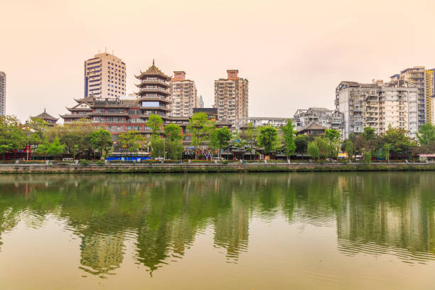 istock Night view of Chengdu, Jinjiang 689915106
