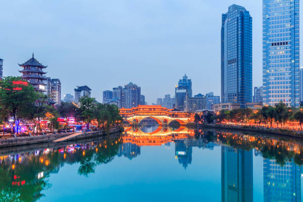 istock Night view of Chengdu, Jinjiang 689915276