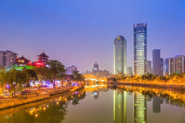 istock Night view of Chengdu, Jinjiang 689915304