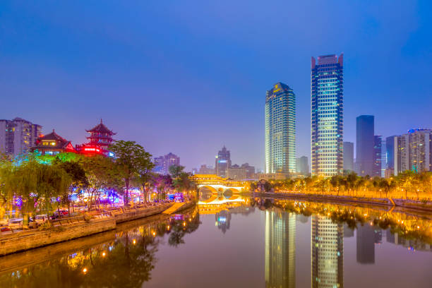 istock Night view of Chengdu, Jinjiang 689915426