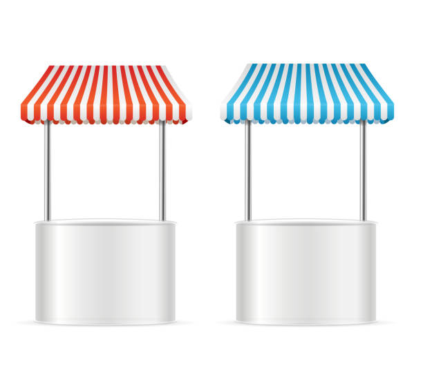 istock Realistic Template Blank White Street Fast Food Market Table Set. Vector 689915442