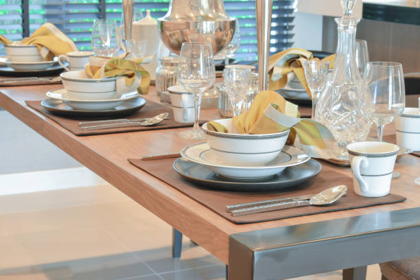 istock elegant table set in modern style dining room interior 689915498