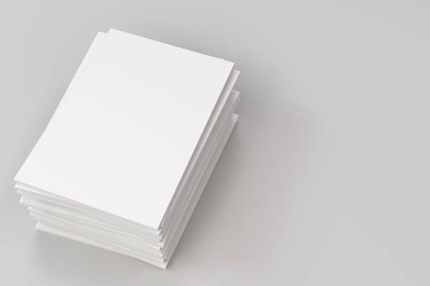 istock Stack of blank white closed brochure mock-up on white background 689916918