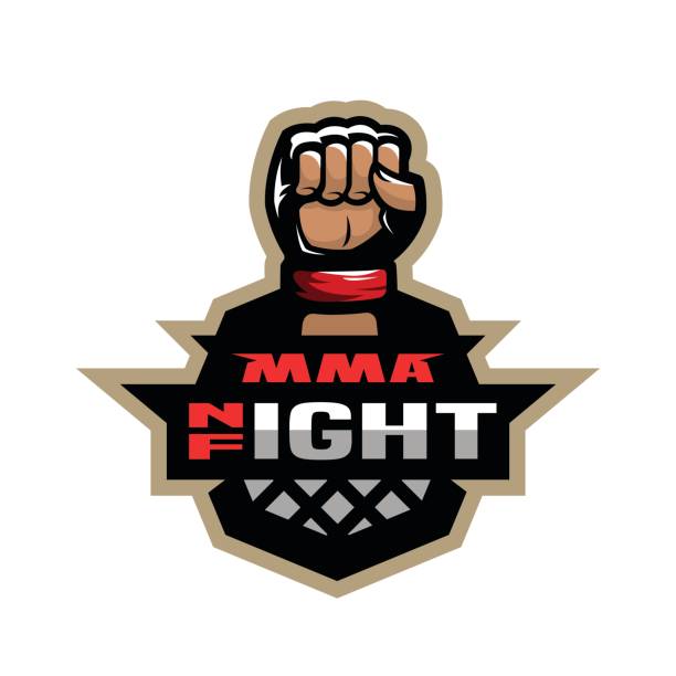 illustrations, cliparts, dessins animés et icônes de combat de nuit. icône sportive d’arts martiaux mixtes - boxing fist knocking punch