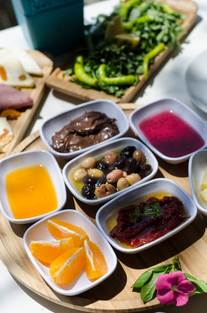 istock Rich and delicious Turkish breakfast with various dishes 689931750