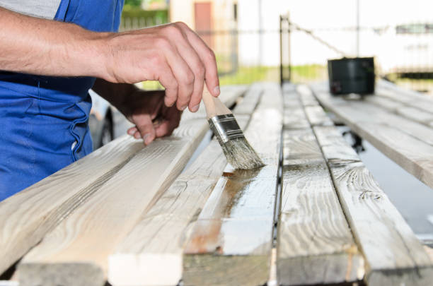 istock Painting wood for fence 689932280