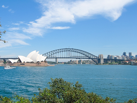 Scenery of Sydney Opera House, Habour Bridge and skyscraper on the shores of Sydney Harbour
