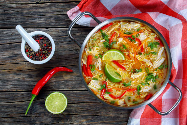 istock Thai Chicken green curry noodle soup 689935956