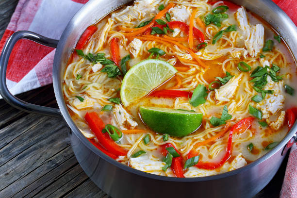 istock Thai Chicken green curry noodle soup 689936038