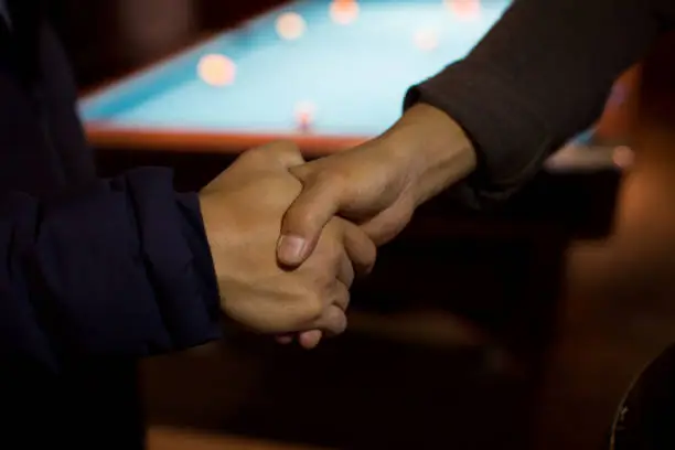 Two Friends or Business Partners Shaking Hands
