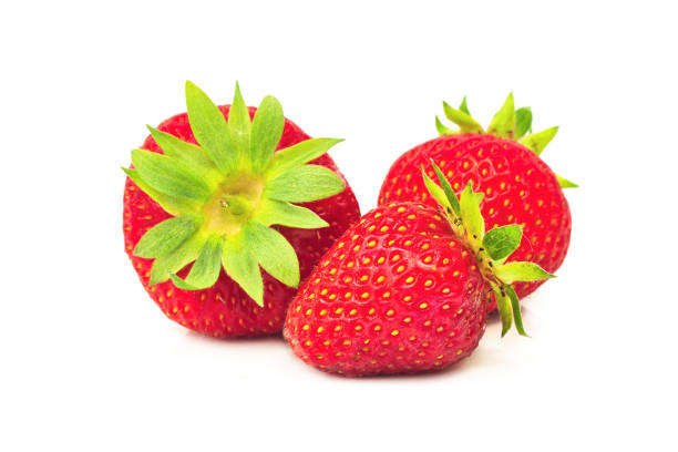 istock Organic fresh strawberries fruit isolated on white background 689947548