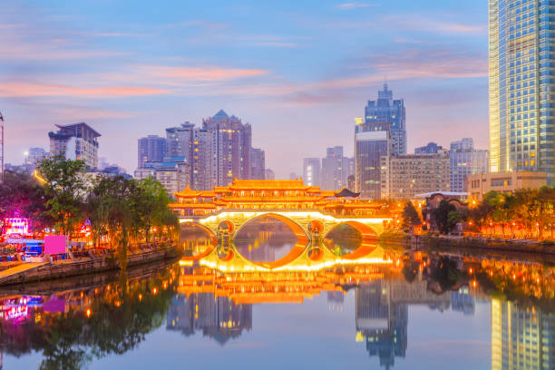 istock Night view of Chengdu, Jinjiang 689948230