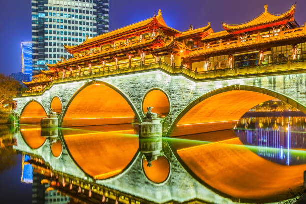 istock Night view of Chengdu, Jinjiang 689948292