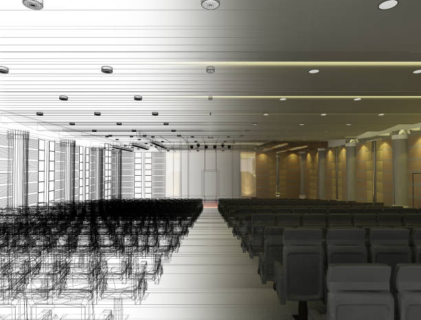 istock sketch design of interior auditorium  ,3d  render 689950966
