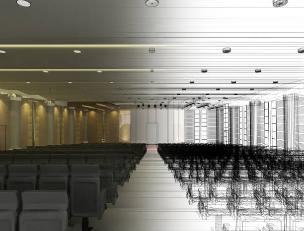 sketch design of interior auditorium  ,3d  render