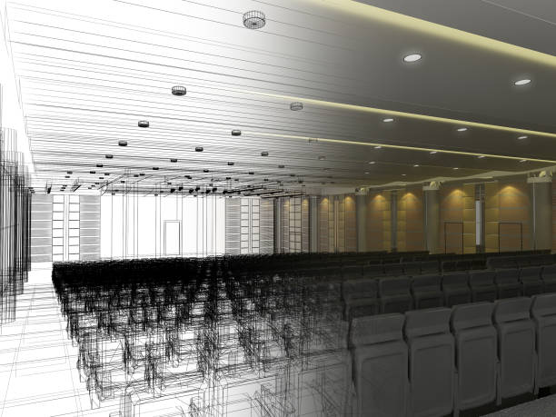 istock sketch design of interior auditorium  ,3d  render 689951106
