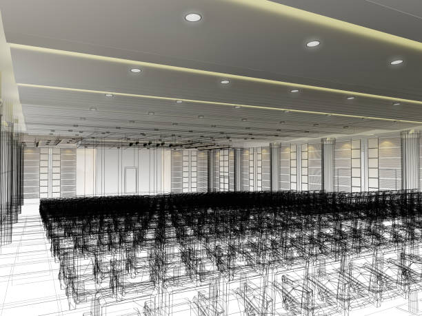 istock sketch design of interior auditorium  ,3d  render 689951124