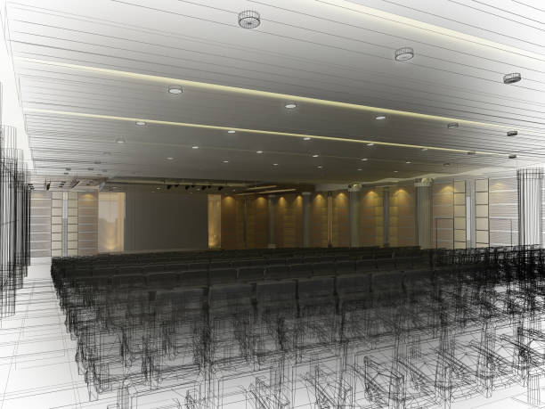 istock sketch design of interior auditorium  ,3d  render 689951168