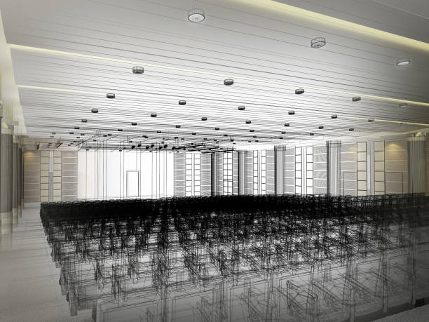 istock sketch design of interior auditorium  ,3d  render 689951196