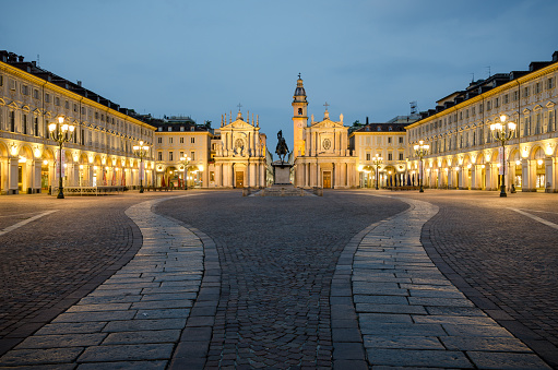 Torino Piazza San Carlo at twilight