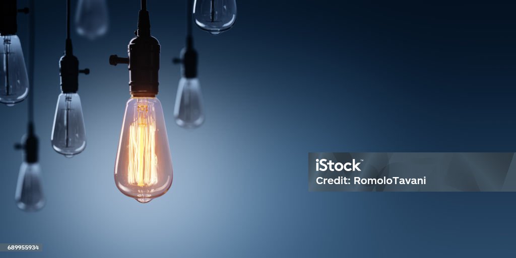 Innovation et Leadership Concept - incandescent ampoule lampe - Photo de Ampoule électrique libre de droits