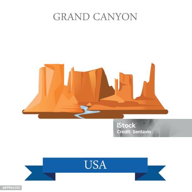 Grand Canyon Nationalpark In Arizona Vereinigte Staaten Von Amerika Flache Cartoon Stil Historischen Anblick Schauplatz Attraktion Website Vektorillustration Urlaub Reisen Sightseeing Nordamerika Usa Sammlung Stock Vektor Art und mehr Bilder von Grand Canyon-Nationalpark