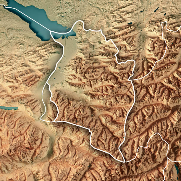 フォアアールベルク州 bundesland オーストリア 3 d のレンダリングの地形マップの枠線 - austria map topography satellite view ストックフォトと画像