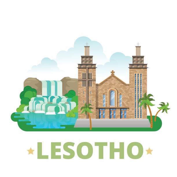 ilustrações de stock, clip art, desenhos animados e ícones de lesotho country design template. flat cartoon style historic sight showplace web site vector illustration. world travel sightseeing africa african collection. our lady of victory cathedral in maseru. - our lady of africa