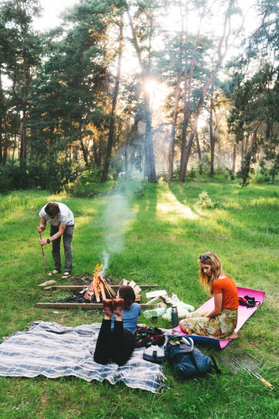 istock Friends have picnic in the forest 689982916