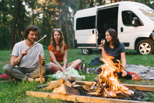 istock Friends have picnic in the forest 689982982