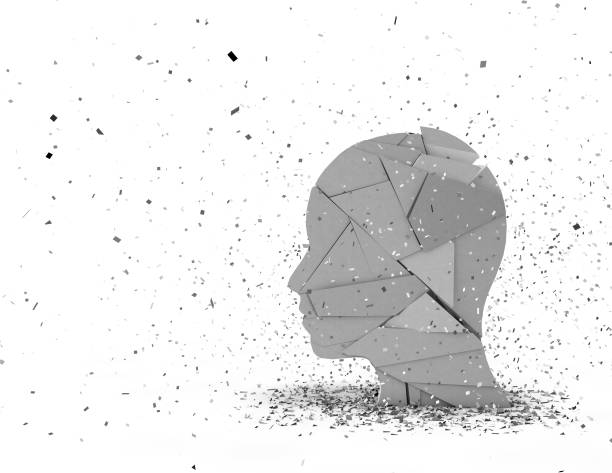 istock Stress in life abstract 3D illustration with shattered face silhouette. 689986896