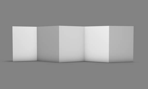 istock Leaflet mock-up presentation on gray background zigzag shape 5 pages A4 mock up, 3D rendering. 689987046